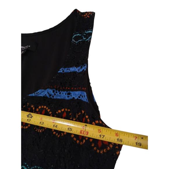 Y2K Eyelet Lace Maxi Dress Curvy Plus Size 16 Black Tropical Tribal Aztec Boho - Picture 13 of 17